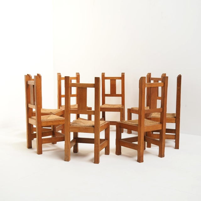 Handmade Oak Chairs, 1970s, Set of 8 For Sale - Image 4 of 16