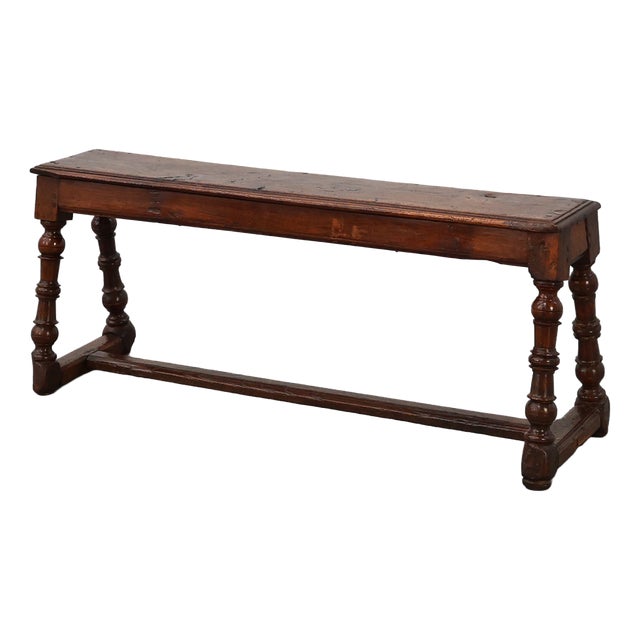 Antique English Oak Farmhouse Bench, United Kingdom, 1850s For Sale