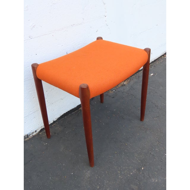 Niels Moller Jl Moller Danish Mid Century Modern Teak Upholstered Stool 6595 For Sale - Image 4 of 12