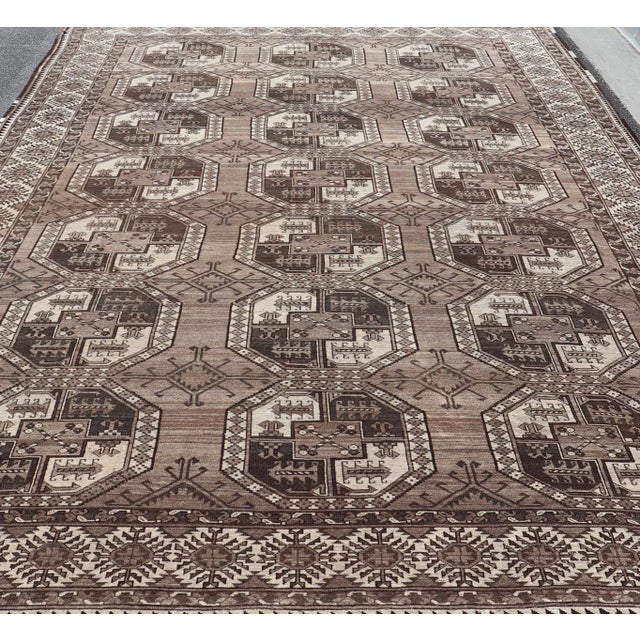 Early 20th Century Antique Ersari Rug With Traditional Gul Motifs and Subtle Colors 10'9 X 18'3 For Sale - Image 5 of 12