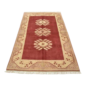 Milas Rug 5'4'' X 7'9'' Red Wool Vintage Hand-Knotted Oriental Carpet