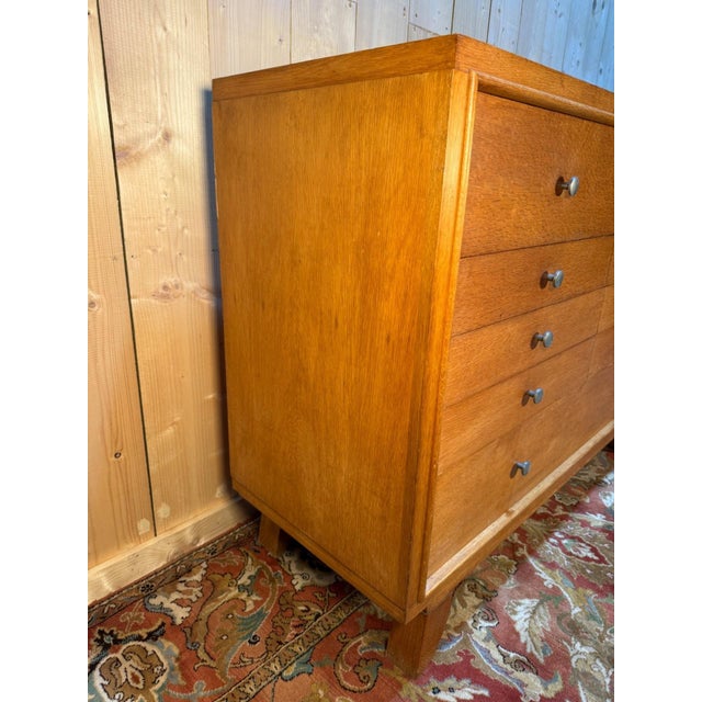 Vintage Oak Chest of Drawers with Splayed Legs, 1950s For Sale - Image 3 of 9