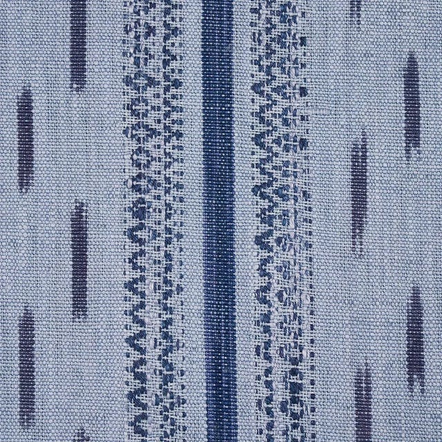 Traditional Sample - Schumacher Mirza Ikat Stripe in Indigo on Chambray For Sale - Image 3 of 4