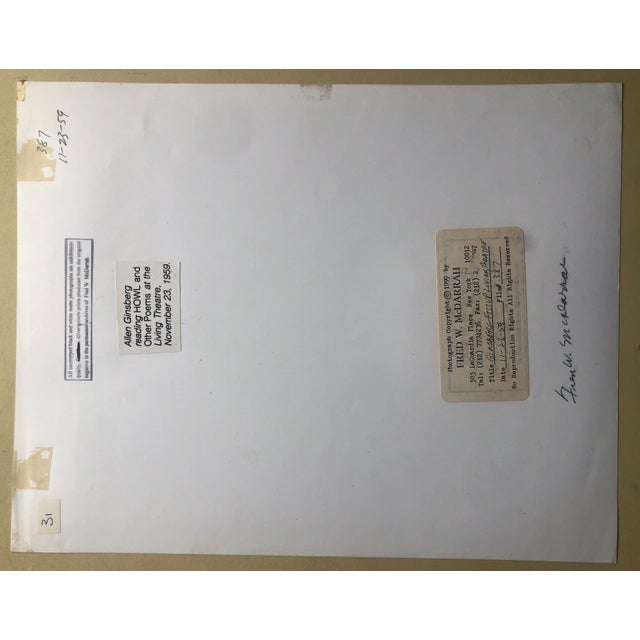Fred McDarrah, Vintage Print Silver Gelatin Signed Photograph Poet Allen Ginsberg Howl Photo For Sale In Miami - Image 6 of 10