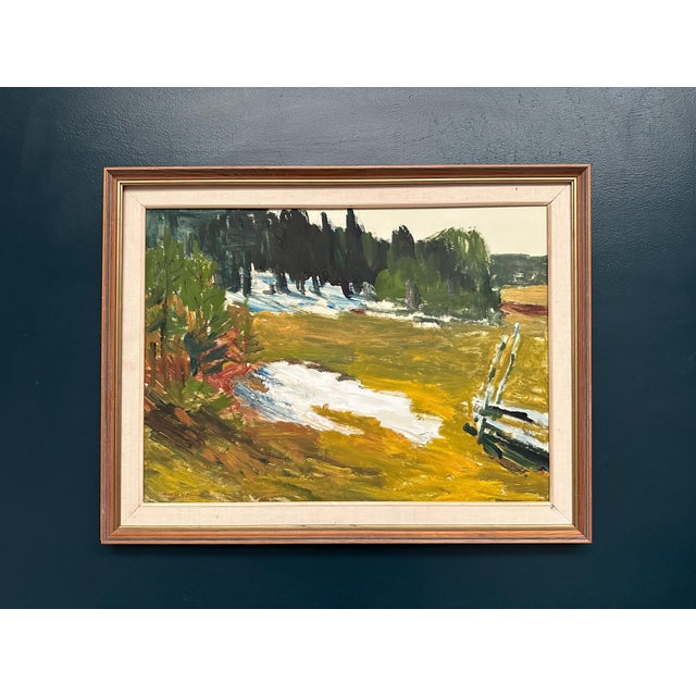 H. Wagnstedt, Landscape, 1950s, Oil Painting on Panel, Framed For Sale - Image 12 of 15