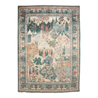 Landscape Vintage Persian Tabriz Rug, 9'10'' X 13'3'' For Sale