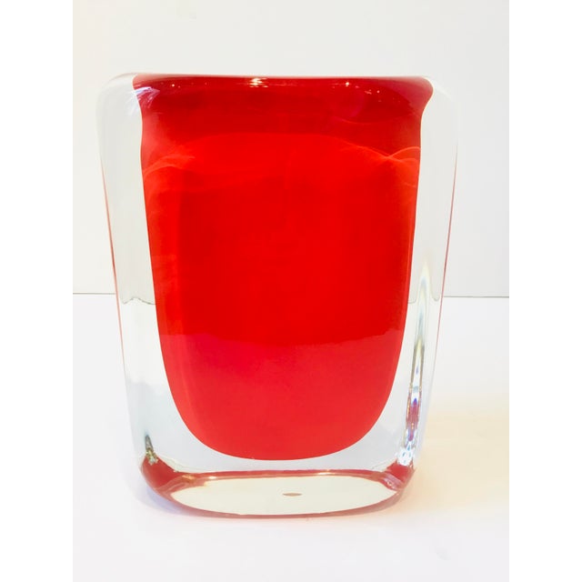 Global Views Modern Red Block Glass Vase Chairish