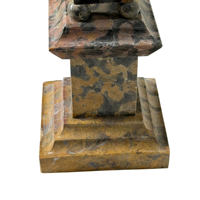 Gray Grand Tour Italian Specimen Marble Obelisk on Pedestal For Sale - Image 8 of 12