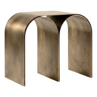 Gold Arch Stool with Brass Finish by Pietro Franceschini For Sale
