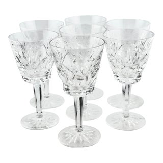 Vintage Waterford Cut Crystal “Ashling” Design Claret Wine Glasses- Set of 7 For Sale