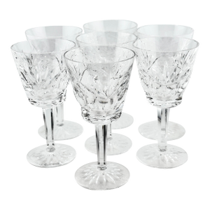 Vintage Waterford Cut Crystal “Ashling” Design Claret Wine Glasses- Set of 7
