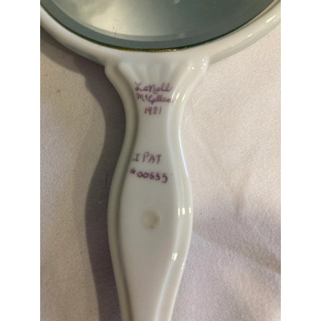 Ceramic Vintage Hand-Painted Porcelain Vanity Mirror For Sale - Image 7 of 7