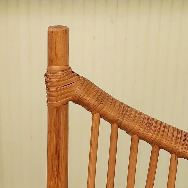 Wingback Lounge Chair in Rattan, 1980s For Sale - Image 8 of 9