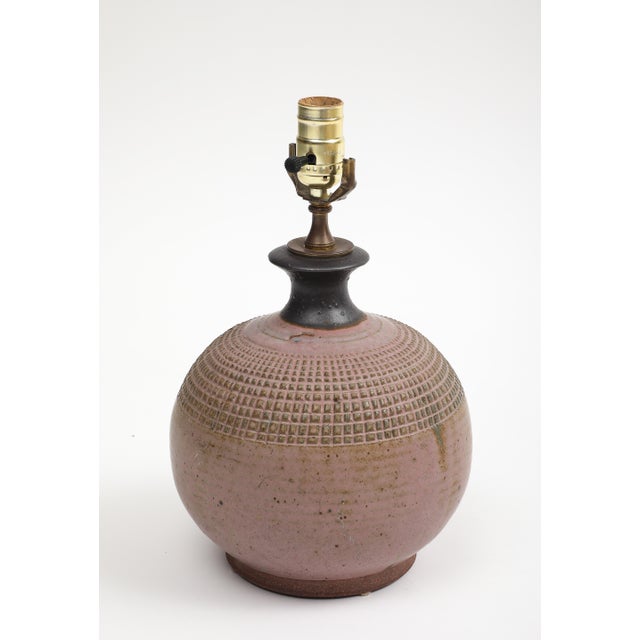 Artist Signed Stoneware Pottery Table Lamp For Sale - Image 10 of 11
