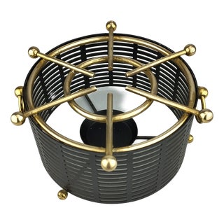 Mid-Century Modern Tea Warmer in Perforated Sheet Metal and Brass, 1950s For Sale
