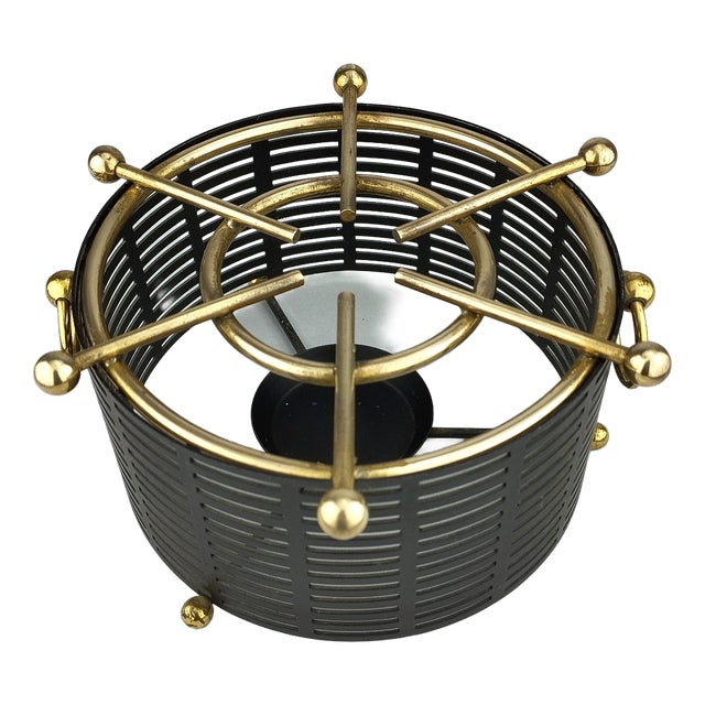 Mid-Century Modern Tea Warmer in Perforated Sheet Metal and Brass, 1950s For Sale