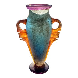 1999 Studio Art Glass Scavo Iridescent Vase by Artist Tom Philabaum For Sale