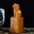 Vintage Chinese Carved Yellow Stone Seal With Guardian Lion Finial For Sale - Image 4 of 9
