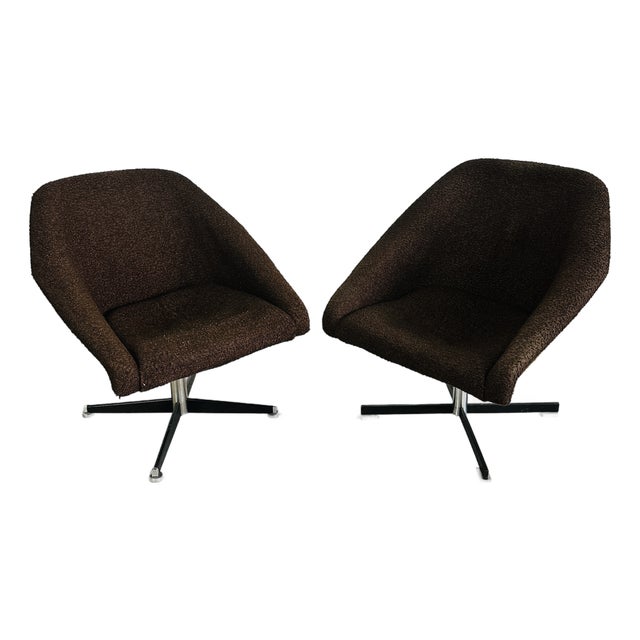 Mid Century Modern Swivel Armchairs - A Pair For Sale