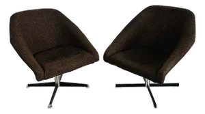 Mid Century Modern Swivel Armchairs - A Pair
