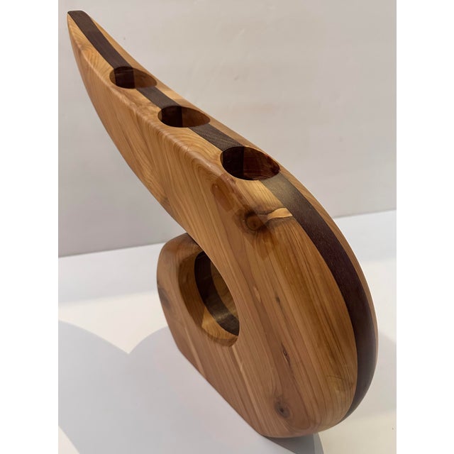 Wood Two-Tone Wood Carved Tea Light Candle Holder For Sale - Image 7 of 9