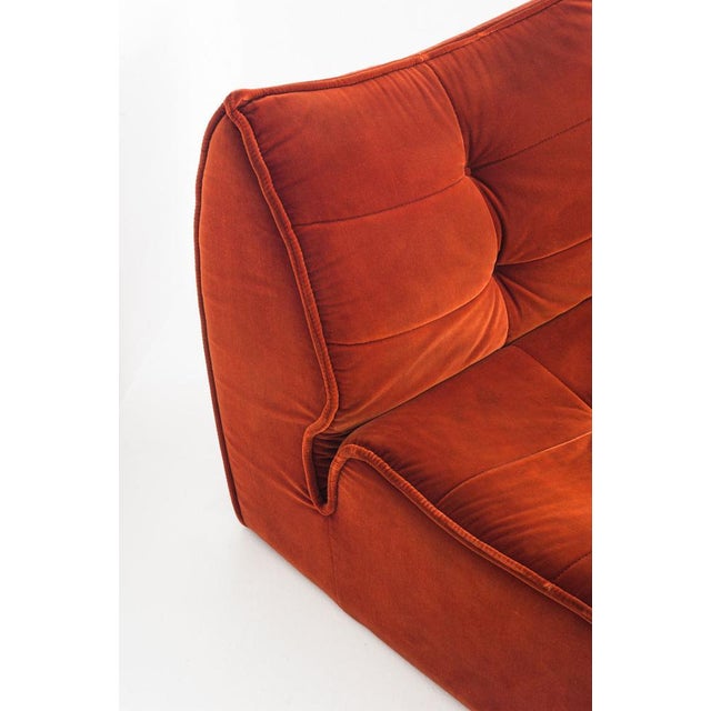 Red Vintage Velvet Lounge Chair from Ligne Roset, France, 1980s For Sale - Image 8 of 13