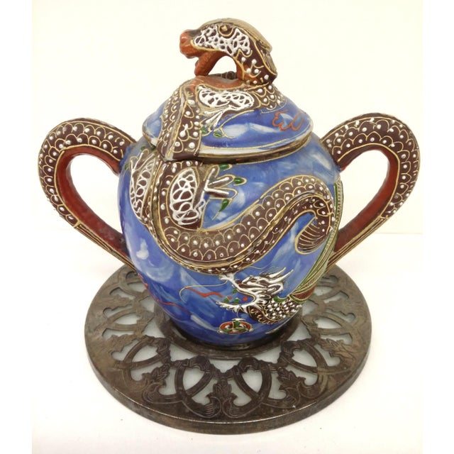 Art Nouveau 1980s Hand Carved Silverplate & Glass Trivet For Sale - Image 3 of 6