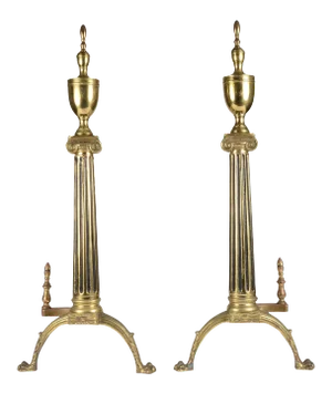 1820s Federal Period Brass Andirons- a Pair