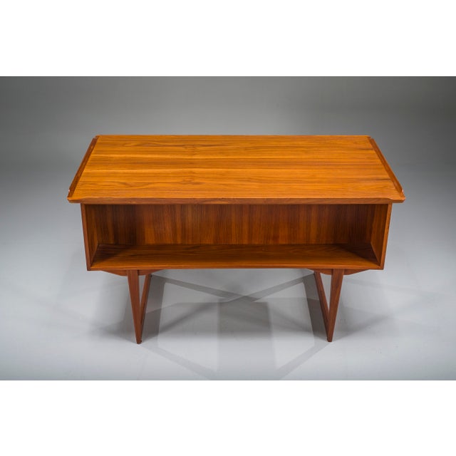 Mid-Century Danish Freestanding Teak Desk with Raised Lip Edge, 1960s For Sale - Image 13 of 18