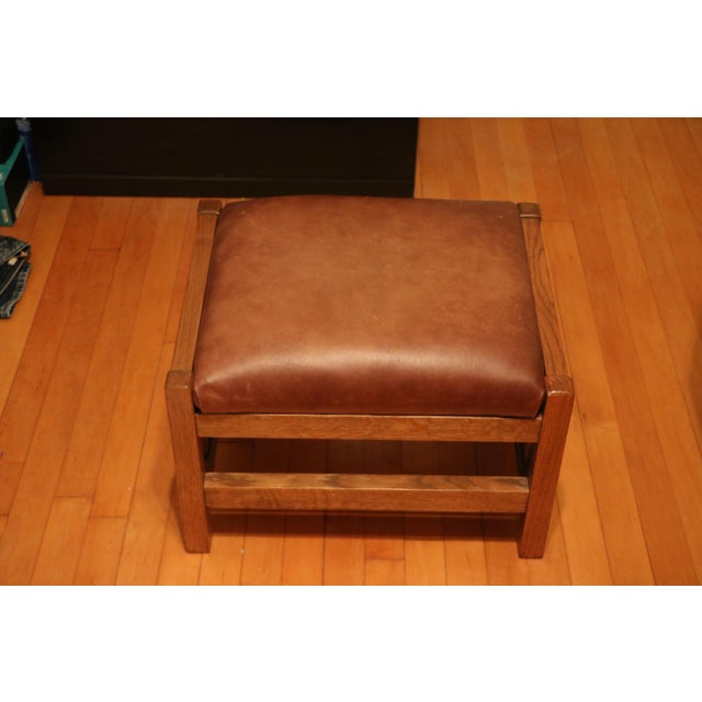 Early 21st Century Amish Made Mission Arts and Crafts Quartersawn Oak Morris Recliner and Ottoman For Sale - Image 11 of 13