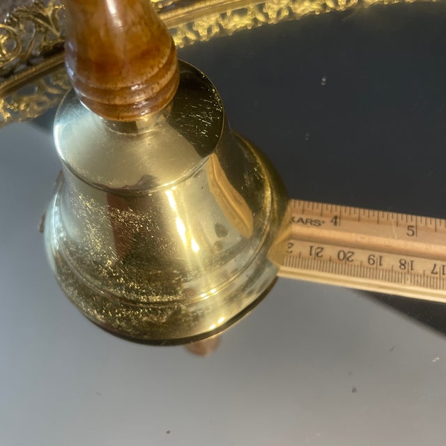 Brass Brass Bell With Wooden Handle For Sale - Image 8 of 9