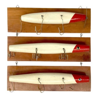 Circa 1950s Wood Fishing Tackle Display For Sale