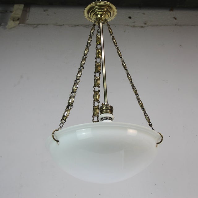 1920s Art Deco Pendant Lamp in Opaline Glass, 1920s For Sale - Image 5 of 6