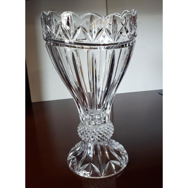 Modern Vintage Godinger Shannon Crystal Vase For Sale - Image 3 of 7