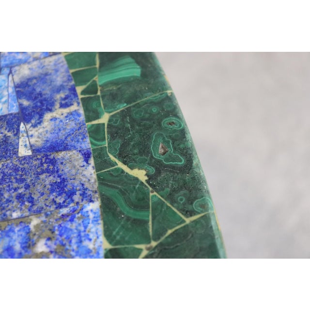 Lapis and Malachite Center Table With Metal Base For Sale - Image 4 of 10