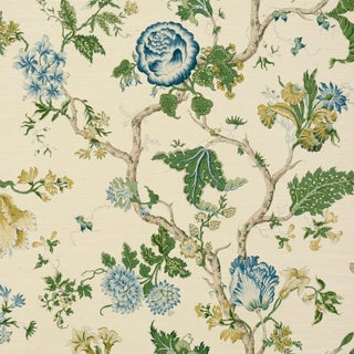 Schumacher Josephine Sisal Wallpaper In Peacock For Sale