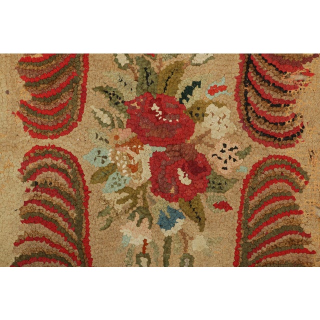 Traditional Antique Hooked Rug in Beige-Brown With Colorful Floral Medallion | Rug & Kilim For Sale - Image 3 of 8