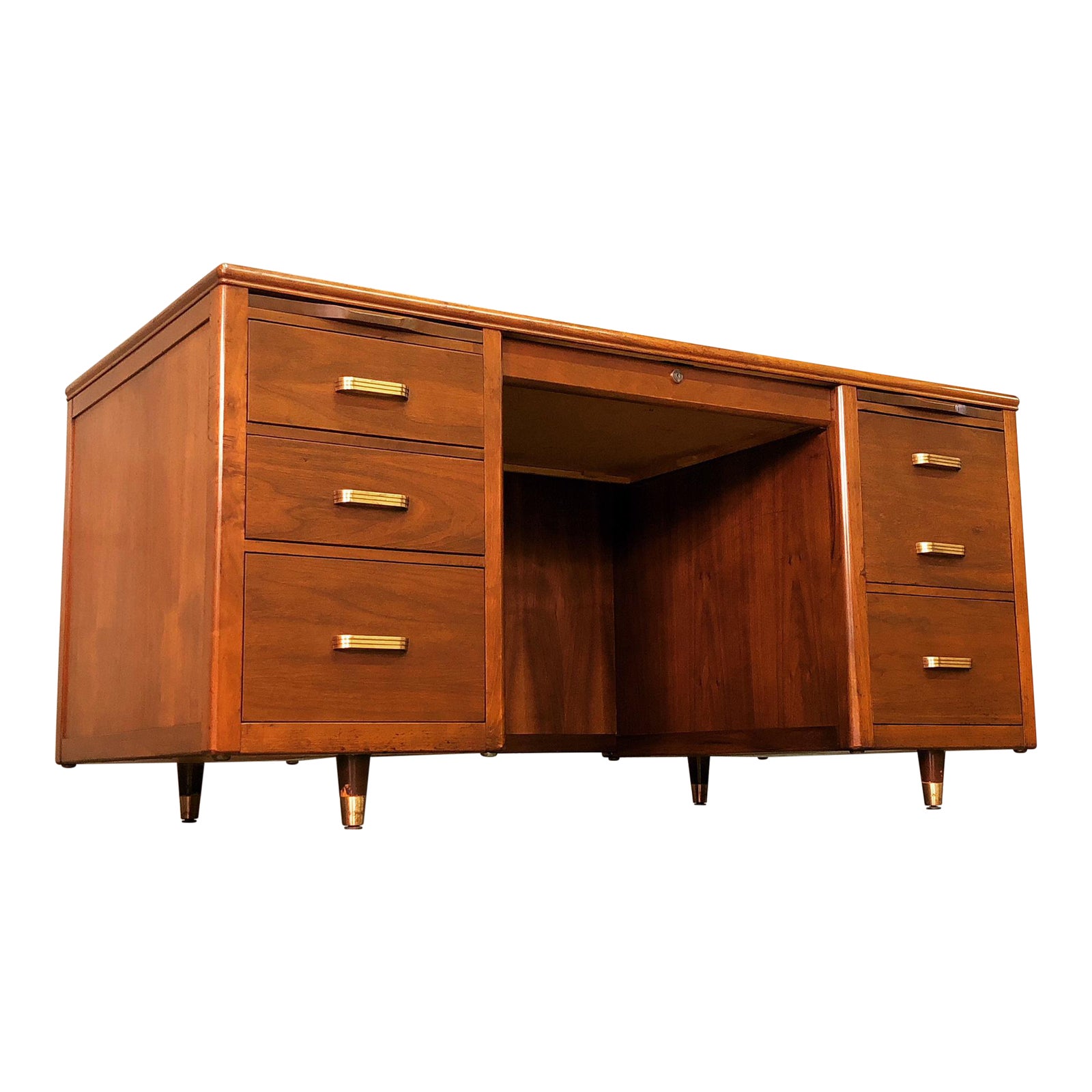 Lehigh Leopold Mid Century Modern Walnut Executive Desk Chairish