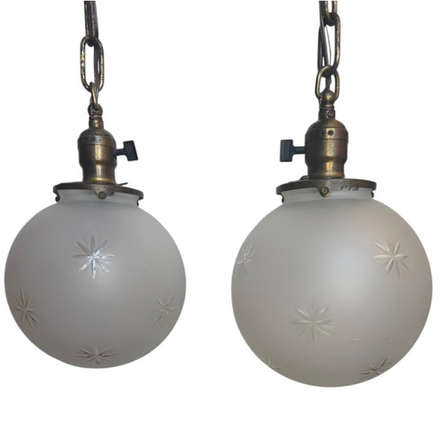 Mid-Century Modern Vintage Starburst Globe Light Pendants For Sale - Image 3 of 7