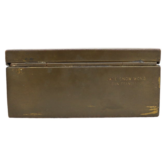 Green Vintage Jade Snow Wong Butterfly Enameled Brass Ring Box Signed C1950 For Sale - Image 8 of 10