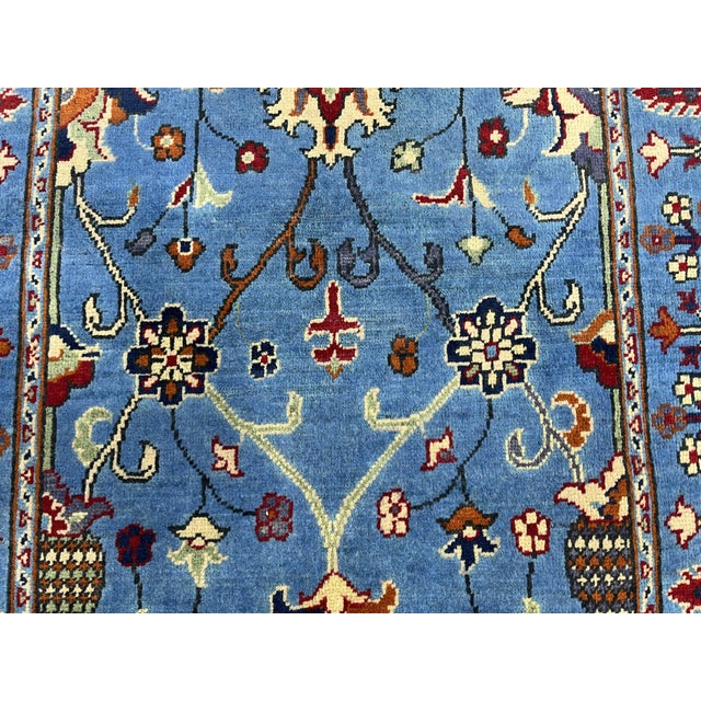 2000 - 2009 Blue Sultani Persian Style Floral Area Rug, 3'2" X 4'11" For Sale - Image 5 of 13