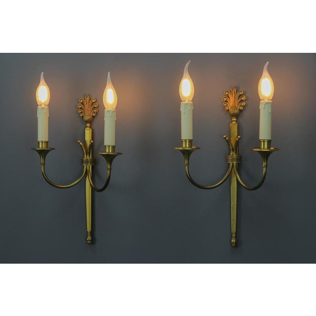 1930s French Art Deco Brass Twin-Arm Sconces, 1930, Set of 2 For Sale - Image 5 of 18