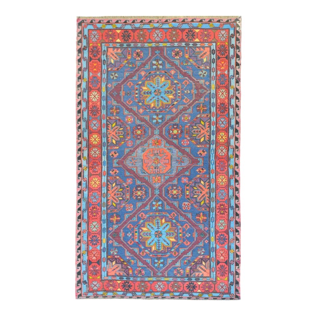 Vintage Mid Century Soumak Rug For Sale