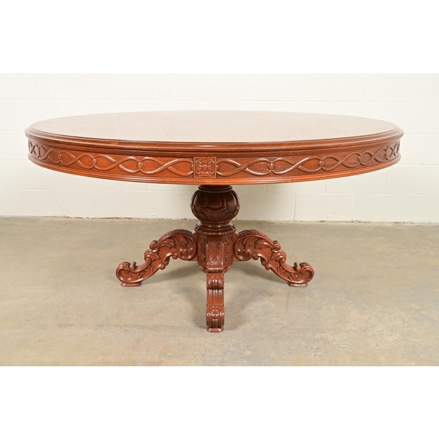 Brown R. J. Horner Style Antique Victorian Carved Mahogany Pedestal Dining Table, Circa 1880s For Sale - Image 8 of 9