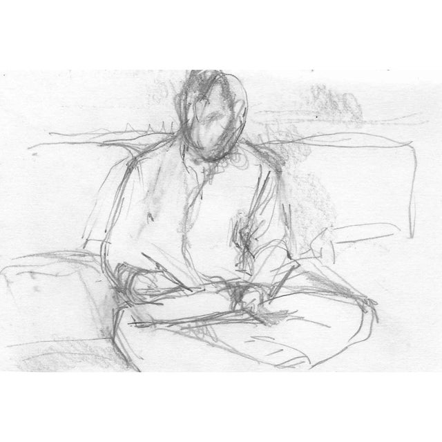 Figurative 1960s Figural Drawing of Artist Working For Sale - Image 3 of 3