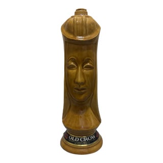Vintage Mid-Century Modern Old Crow Ceramic Chessmen Decanter For Sale