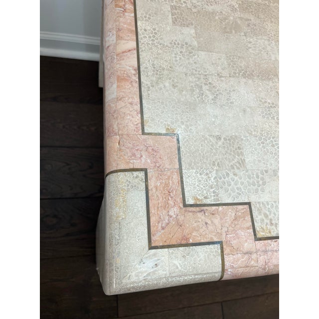 Maitland - Smith 1980s Postmodern Tessellated Stone & Brass Side Table - Maitland-Smith / Casa Bique Style For Sale - Image 4 of 6