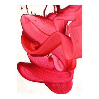 Avp_1633 - Original Red Contemporary Abstract Acrylic Painting on Paper by Alex Voinea For Sale