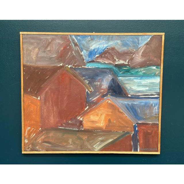 Vivianne Larsson, Bodar, Lofoten, 1950s, Oil Painting on Canvas, Framed For Sale - Image 15 of 18