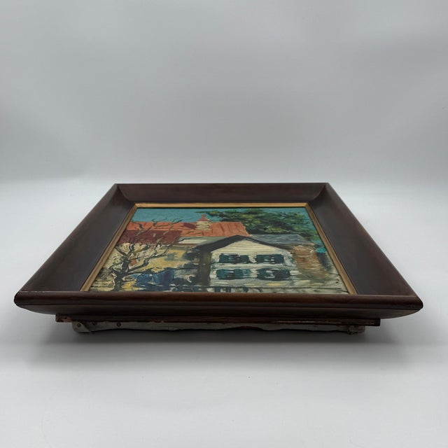 Turquoise Early 20th-Century Modernist House Oil Painting, Portrait Study Verso For Sale - Image 8 of 12